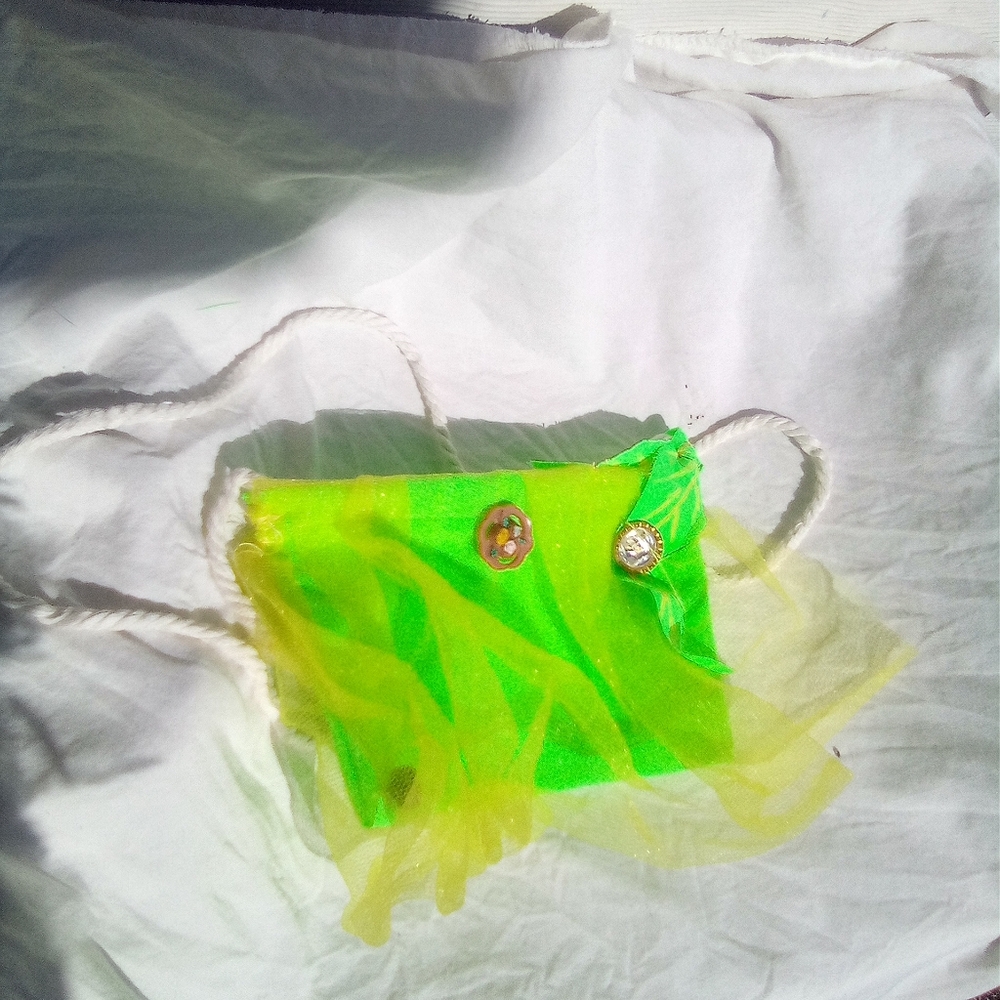 Faery Realm Adventures Handmade Purse Bag Fairy 3 Buttons Green NWT